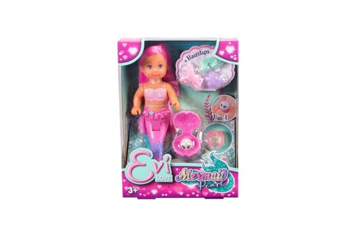 Muñeca Evi Love Sirena Perla 12 cm con clips de pelo miniatura 5