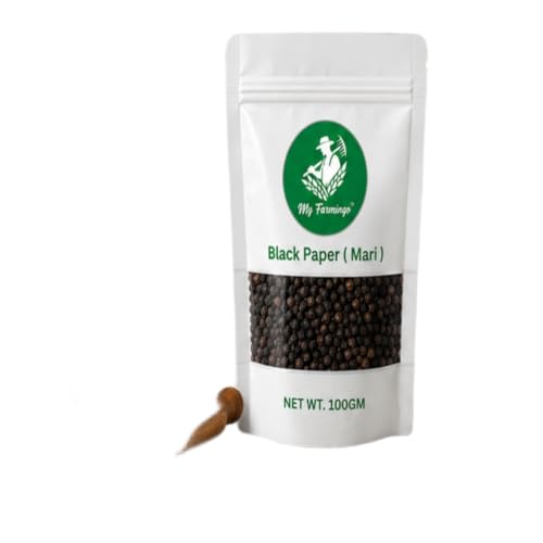 Image of My Farmingo Premium Black Pepper Whole (Mari) | 100g Fresh Pure Spices Strong Aroma And Rich Flavor For Daily Cooking | Size 100GM Pack of 2