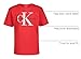 Calvin Klein Boys' Short Sleeve Logo Crew Neck T-Shirt, Soft, Comfortable, Relaxed Fit, Racing Red, 8