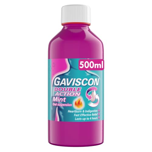 Gaviscon Double Action Mint Liquid 500ml - Heartburn & Acid Reflux Relief Fast-Acting Formula Long-Lasting Comfort Suitable for Pregnancy Digestion and Nausea (500 ml (Pack of 1))