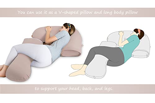 Insen Pregnancy Pillow For Sleeping,Maternity Body Pillow For Pregnancy Women,Pregnancy Support Pillow For Back, Hip Pain, Apricot #TOP2