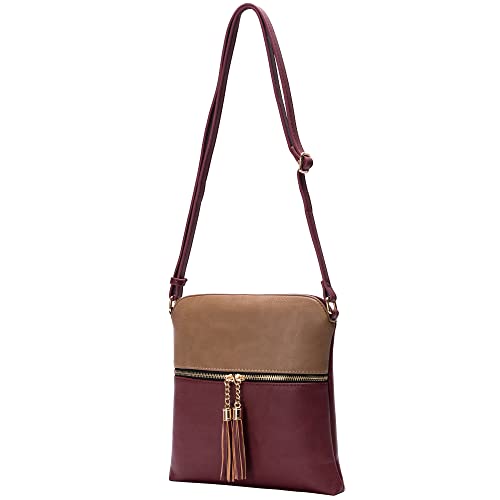 Image of Solene Womens Lightweight Medium Crossbody Purse with Tassel, Perfect Size Crossbody Bags for Daily Use, travel