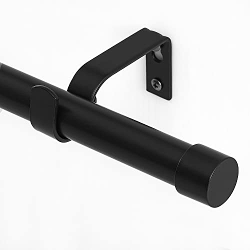 NICETOWN Single Curtain Rod for Bedroom/Living Room Window Drapery 1 inch Diameter with End Cap Style/Cylinder Finials for Patio Sliding Glass Door, Adjustable Length from 72-144", Matt Black by NICETOWN - Used condition - US$13.17