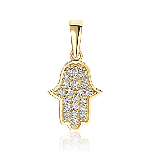 Pendentif main de Fatima en or jaune et pierres de zircone, le cadeau idéal