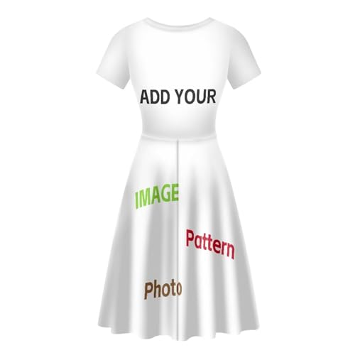 Image of HUGS IDEA Womens Puffy Swing Midi Dress Round Neck Short Sleeve Party A-Line Dresses