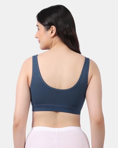 Image of Lavos Bamboo Cotton Comfort Sleeping Bra for Women, Slip On Bras to Wear at Home, Non-Padded & Non-Wired Sports Bras, Full /High Coverage, Soft Comfortable & Breathable Broad Strap Bra (Pack of 2)