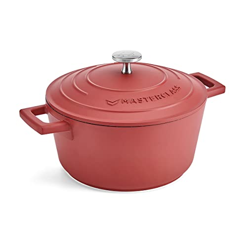 MasterClass Casseruola piccola con coperchio 2,5L/20 cm, in alluminio fuso leggero, resistente al forno e al piano cottura a induzione, rosso