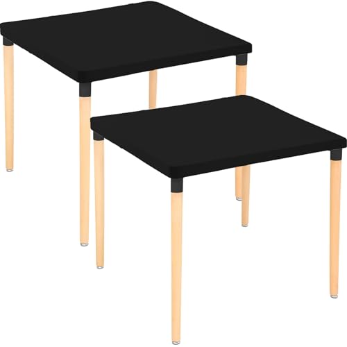 Tegeme 2 Pack Square Fitted Tablecloth with Elastic 34 x 34inch Card Table Covers Small Stretch Folding Washable Spandex Tablecloths for Kitchen Home Picnic Outdoor Party Tables Black