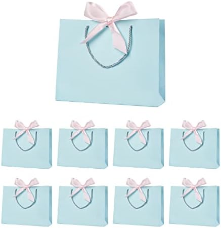 Yieseang Gift Bags with Ribbon,Paper Wedding Gift Bags with Handles,Present Bags for Birthday,Party Celebration,Bridesmaid,12.6x9.8x3.9inches,(Blue,8 Pack)