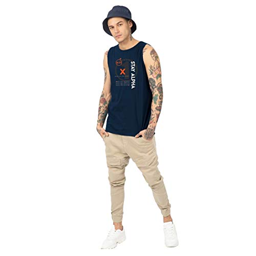 Image of Bewakoof Men's Typography 100% Cotton Vest - Regular Fit, Round Neck, Sleeveless