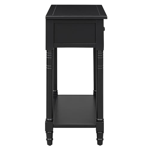 Knocbel Antique Entry Console Table with 2 Drawers & Bottom Open Shelf, Wood Sofa Tables for Entryway Hallway Living Room, 35.34" W x 13.8" D x 30.25" H, Black