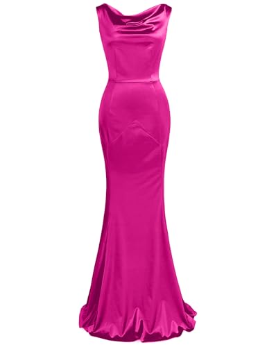 MUXXN Ladies Vintage 50s Cowl Neck Backless Maxi Prom Homecoming