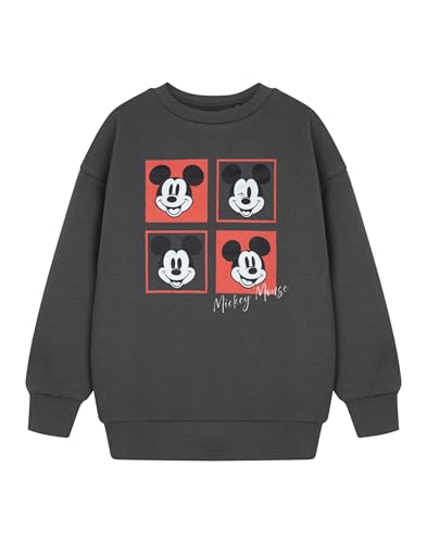 Disney Mickey Mouse Boys Grey Sweatshirt | Squares Kids Jumper | Classic Character Print