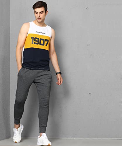 Image of Alan Jones Clothing Men Cotton Printed Sleeveless T-Shirt | Regular Fit | Casual, Beach & Lounge Wear | Tank Top for Summer