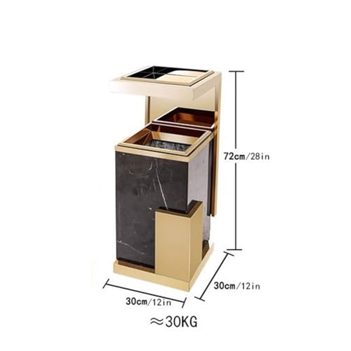 RAABYU Abfalleimer für den Außenbereich, Marmor-Mülleimer, Hotellobby, Hotel, spezielles Bürogebäude, Edelstahl, vertikal, mit Aschenbecher, gewerblicher Mülleimer für den Außenbereich – Bild 3