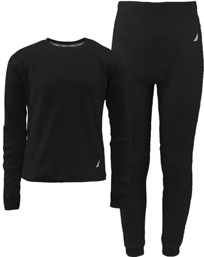 Nautica Girls' 2-Piece Shirt & Pants Base Layer Long Johns Waffle Thermal Underwear Set3