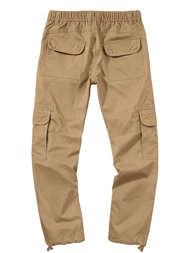 PLEPAN Men's Casual Cargo Pants Relaxed Fit Stretch Joggers Elastic Waist Hiking Pants with 6 Pockets for Streetwear - Image 5