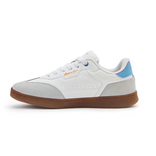 Image of Boldfit Sneakers for Woman Faux Leather Casual Shoes with Soft Cushion Insole, Lace-Up Eveyday Wear Footwear Women Sneakers Shoes Klunys Elite