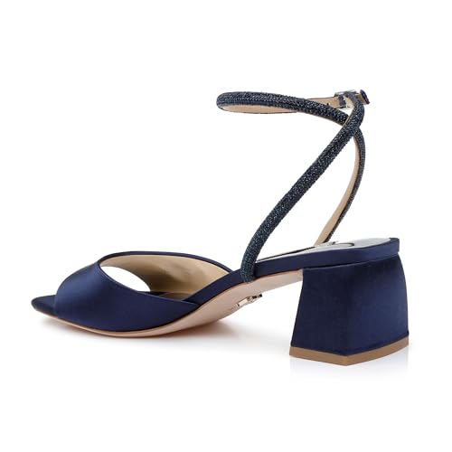 Image of Badgley Mischka Women's Infinity Satin Block Heels With Ankle Strap
