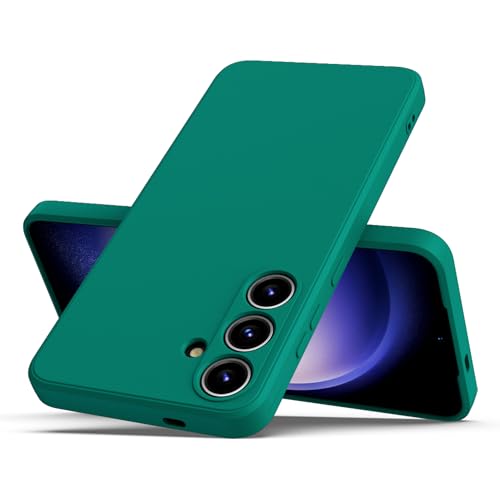 Image of Kapa Matte Protective Lens Flexible Back Cover for Samsung Galaxy S24 | Slim Silicone with Soft Lining Shockproof Full Body Bumper Case (Green)