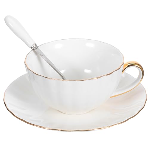 POPETPOP Tasse À Café En Porcelaine Blanche Avec Soucoupe Ensemble 1 PièCe 4.72X3.74X1.97 Pouces Service À Café Pour Maison Restaurant