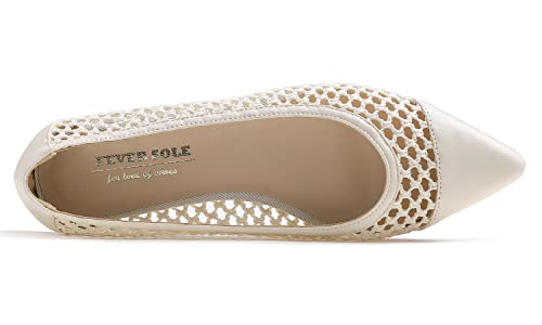 Image of FEVERSOLE Women's Woven Pointy Fashion Cutouts Breathable Knit Flat Shoes