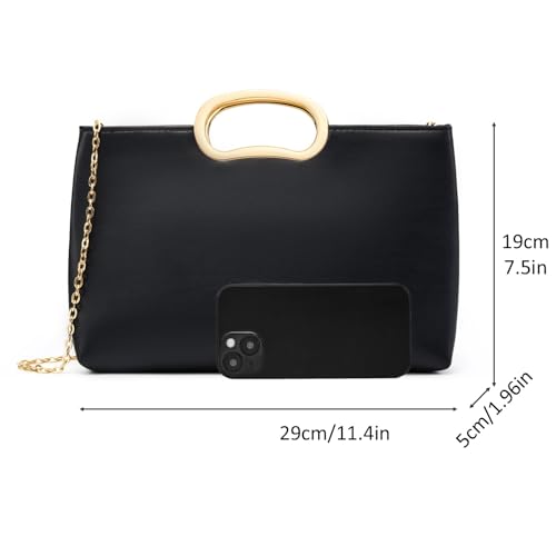 Image of DETARA Clutch Purses for Women Cut Out Handle Clutch PU Leather Evening Bag Elegant Purse for Women Formal Wedding Party