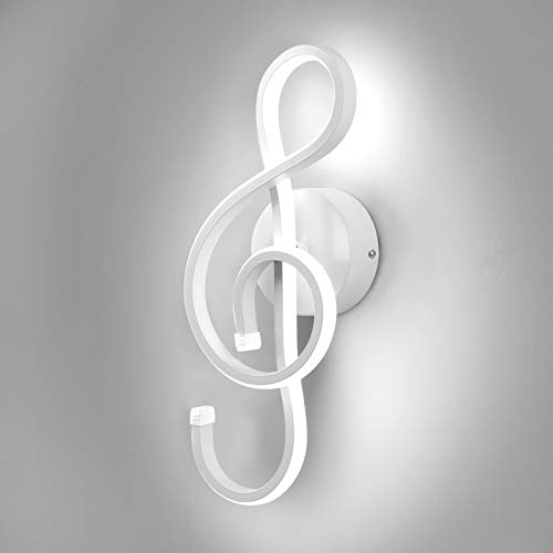 Image of Kawell 22W Indoor LED Wall Light Modern LED Wall Sconce Light Creative Wall Lamp LED Music Symbol Art Decoration for Bedroom Living Room Cafe Lounge Stairs Corridor, White 6000K