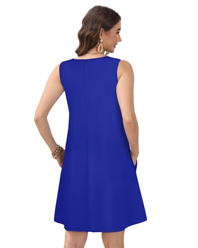 Image of CHICGAL Womens Summer Dresses Casual Sleeveless Loose T Shirt V Neck Sundress Swing Beach Cover Up with Pockets 2026