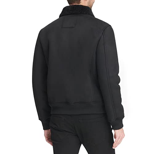 Image of DKNY Men's Faux Shearling Bomber Jacket With Faux Fur Collar