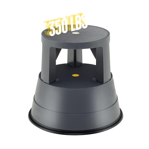 CHEFJOY Rolling Step Stool, 350 lbs, Non-Slip, Casters, Gray