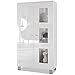 Vitrine Davos Avec LED - 3 Étages Verre, 8 Compartiments - Anthracite Mat/Noir Brillant - 71,5 X 134 X 35 Cm