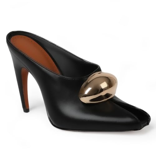 Eteridrey Women's Mule Pointed Toe Stiletto Heel Mule Gold Buckle...