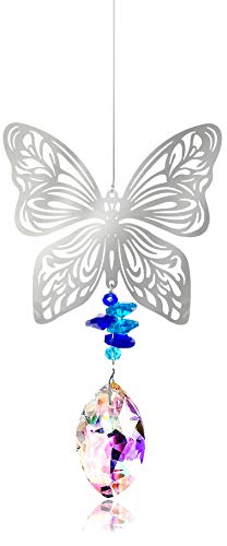TOLOVIC Attrape-Soleil Arc en Ciel Cristal Pendentifs en Verre avec Cristaux Décoration Fenêtre Pendentifs Cristaux pour Accrocher (Papillon 02) Cover