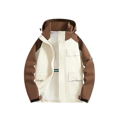 Mens Outdoor Hiking Trekking Jackets Spring Windproof Hooded Coats Fashion Casual All-match Outerwear Plus Size