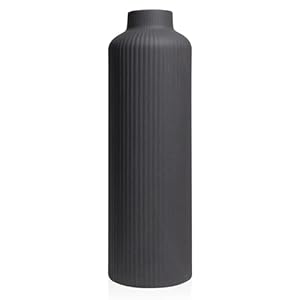 Black Ceramic Flower Vase – 8.9″ Tall Boho Decor for Home, Kitchen, Bedroom, Bathroom, Shelf and Table – Pampas Grass Vase