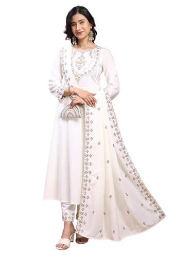Ensemble kurta pour femme blanc idéal pour mariages et soirées d'été en anarkali