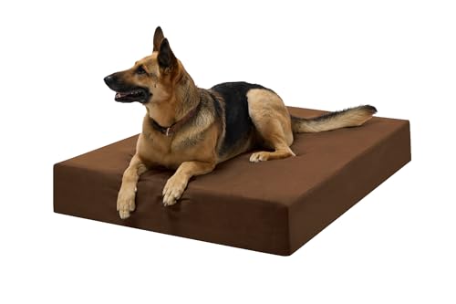 Barker Beds XL Orthopedic Dog Bed - 7' Memory Foam Mattress - 75-120 lbs - Joint Pain & Arthritis Support - Vet Recommended, Washable Cover - Made in USA - 52'x36'x7' - Chocolate