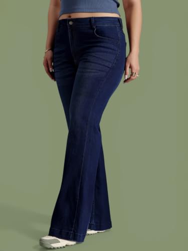 Image of Miss Chase A+ Women's Wide Leg High Rise Regular Length Stretchable Denim Jeans