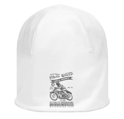 Bonnet extensible en coton fin blanc style Classic Moto Racer unisexe