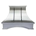 Arched Stainless Steel Range Hood Wall Mount 36'' W,36'' H, CT Copper Tailor Custom Handmade Metal Kitchen Vent Hood, With 4-Speed Exhaust Fan & LED Light,SH7-2TR-AR