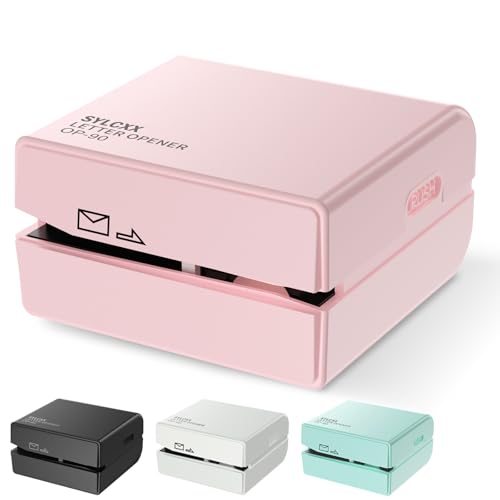 Ouvre-lettres électrique rose à découpe rapide et sécurisée sans effort