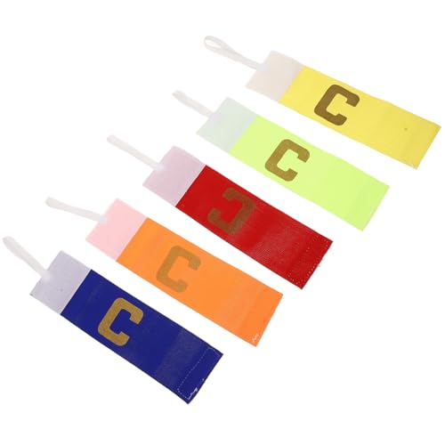 OHPHCALL 5個 色 用サッャプテンマーク 伸縮性製チームリーダー用アームバンド ジュニア向け簡単装着プ スポーツ用 固定サッカー袖章