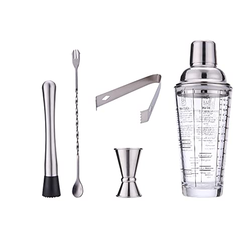 Cocteleras Coctelera de cóctel, coctelera de cristal, accesorios de barras para el conjunto de barra de la barra, conjunto de mezcladores de bebidas, conjunto de coctelera. Kit de camarero