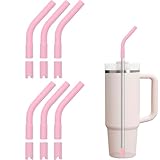 Bluwing 6Pcs Silicone Straw Tips, Reusable Rubber Straw Tips for Metal Straws and Other 0.31Inch (8MM Outdiameter) Straws, Fit for Stanley Cup Tumbler (Pink)