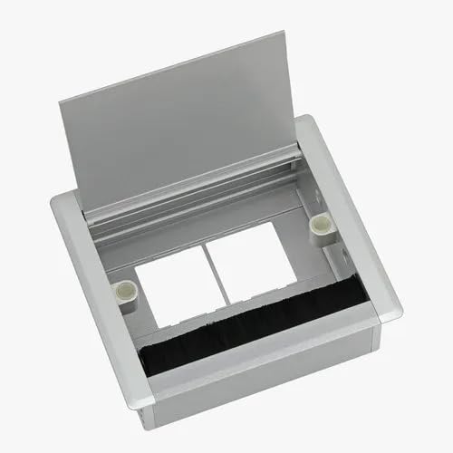 Manual Pop-Up Box for Conference Table | Aluminium Modular Power & Data Box | 4Module Desk Socket | Office Table Cable Management Solution-image-7
