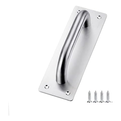 nuumee Sliding Door Handle,Heavy Duty Stainless Steel Pull Push Door Handles with Back Plate, Gate Handle Toilet Door Pull Plate Wooden Cabinet Cupboard Handle Hardware (200 x 65 mm) Cover