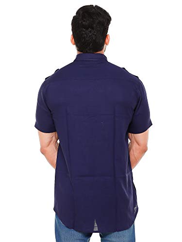 Image of Mens Cotton Linen Half Sleeve Plus Size Short Kurta