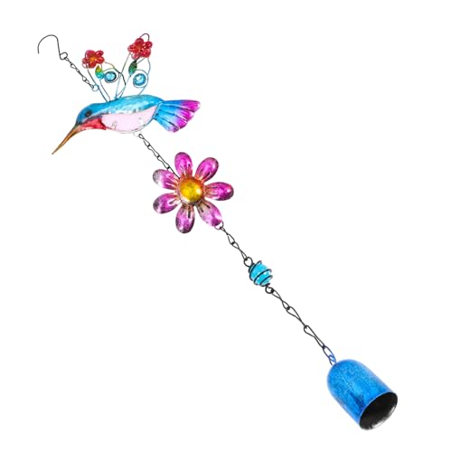 Carillon à vent colibri bleu en fer forgé ornement extérieur apaisant