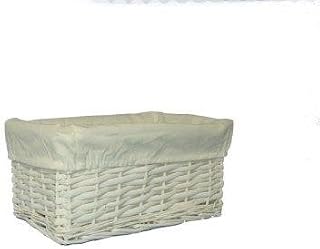 WoodLuv Wicker Storage Basket with Lining, Set of 3, White